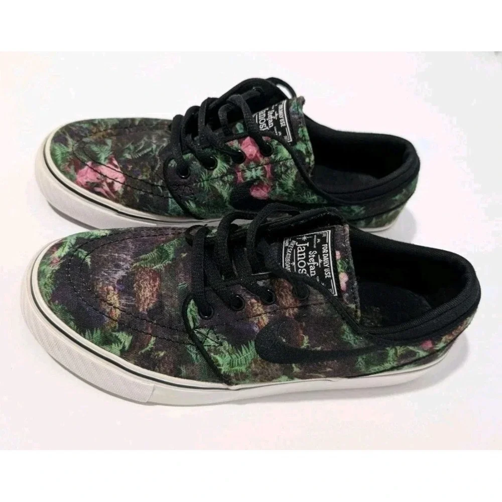 Nike Kids Stefan Janoski Skateboard Shoes Y4 Black Floral Jungle Punk Canvas